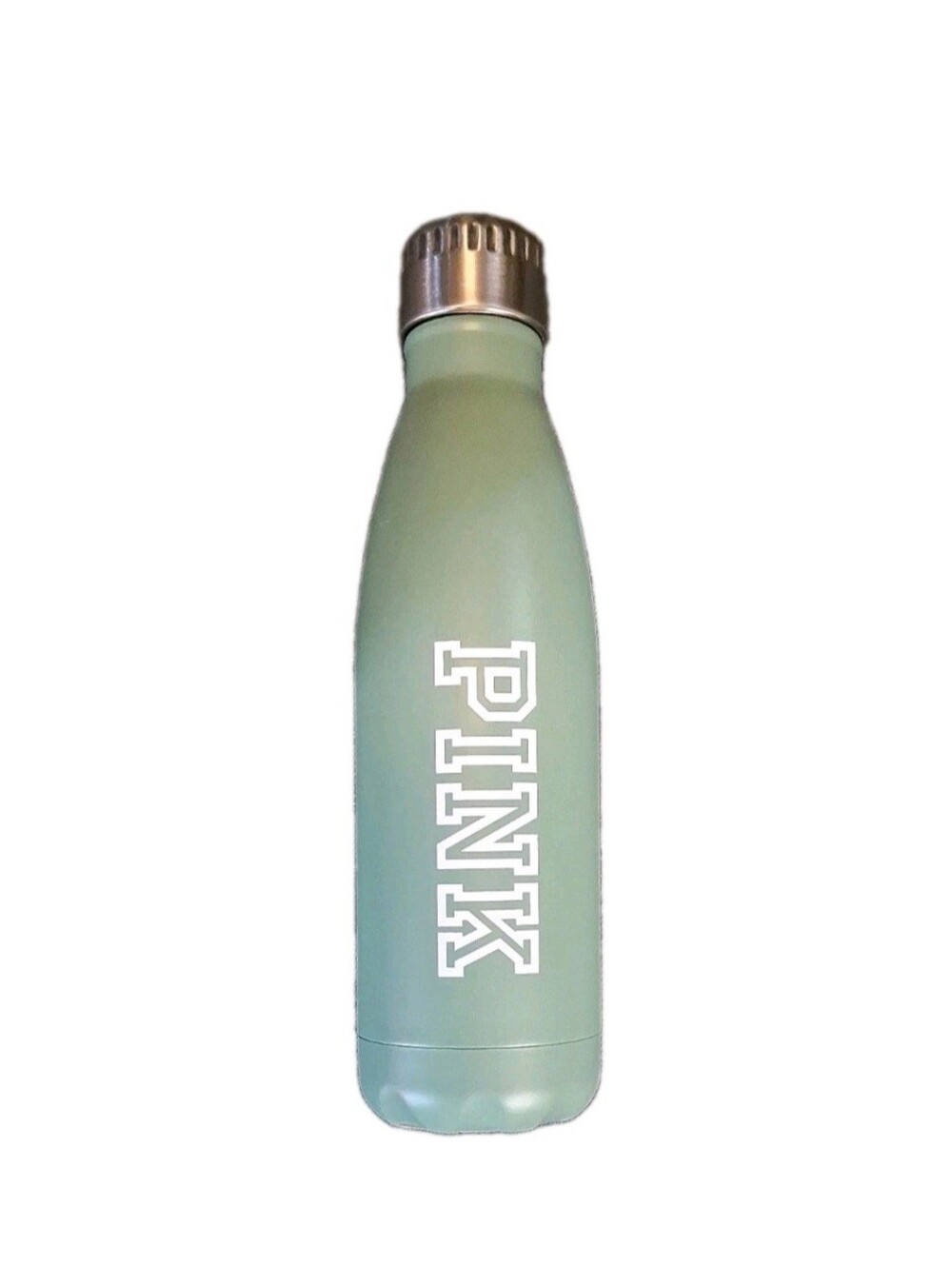 *NIB*Victoria's Secret PINK LOGO Metal Twist Cap GREEN Water Bottle 17 oz
